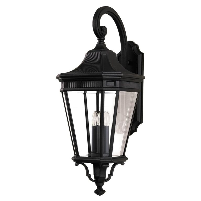 Feiss Cotswold Lane 3 Light Large Hanging Outdoor Porch Lantern Black