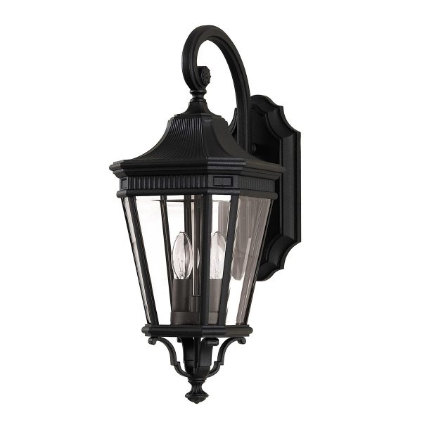 Cotswold Lane 2 light medium outdoor wall lantern in black