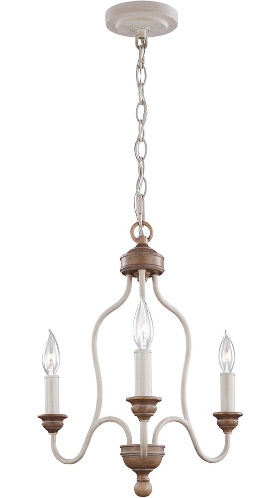 Feiss Hartsville 3 Light Chandelier Chalk Washed Farmhouse Style