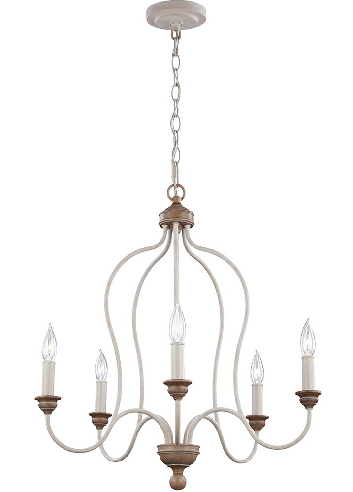 Feiss Hartsville 5 Light Chandelier Chalk Washed Farmhouse Style