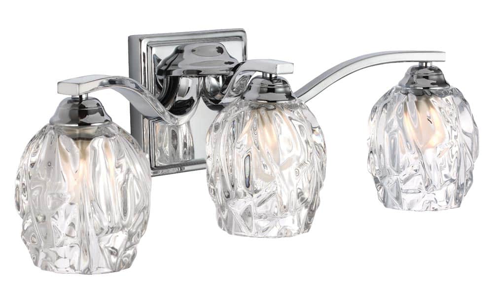 Feiss Kalli Chrome 3 Light LED Bathroom Over Mirror Light Crystal Shades