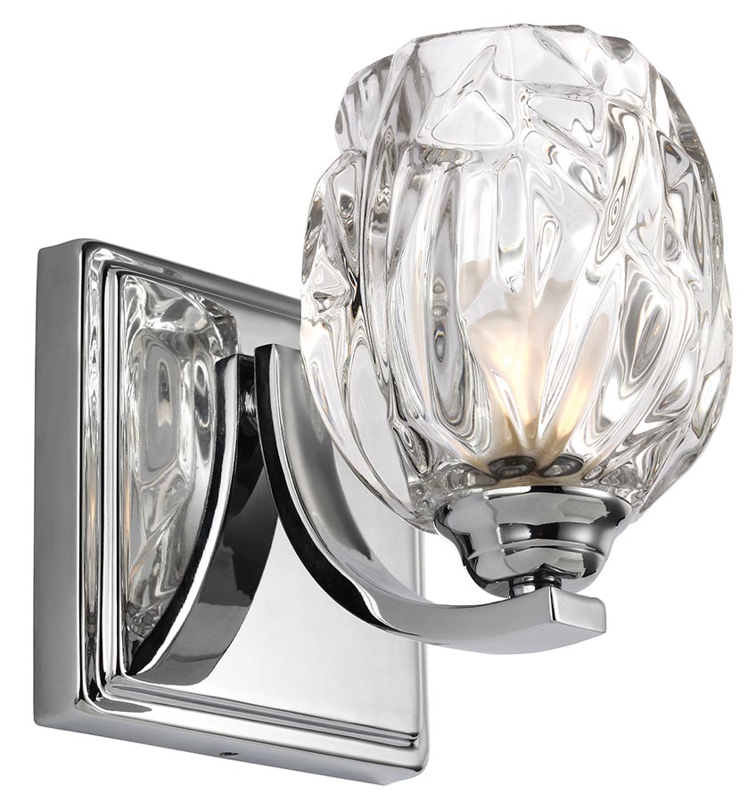 Feiss Kalli Polished Chrome LED Bathroom Wall Light Crystal Shade