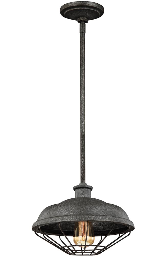 Feiss Lennex Industrial Pendant Ceiling Light Slated Grey