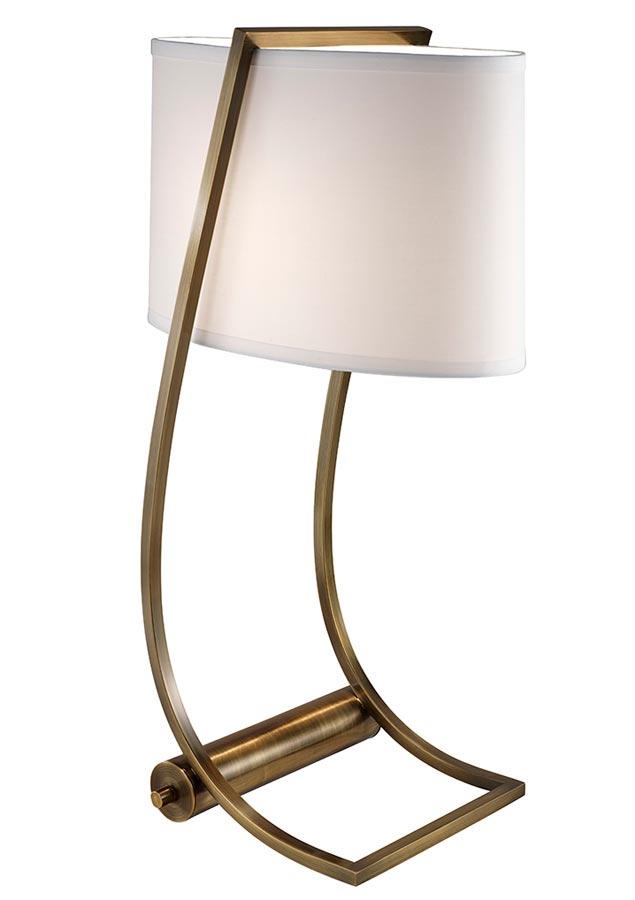 Feiss Lex Bali Brass Table Lamp With White Shade USB Charging Port