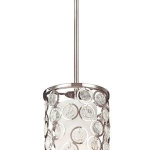 Feiss Lexi 1 Light Mini Ceiling Pendant Crystal Polished Nickel Silk Shade