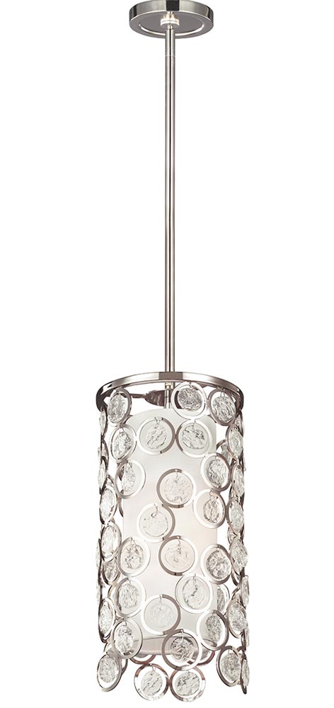 Feiss Lexi 1 Light Mini Ceiling Pendant Crystal Polished Nickel Silk Shade