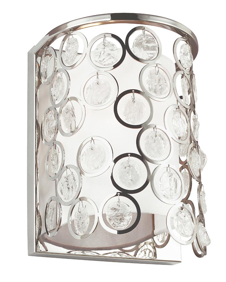 Feiss Lexi 1 Lamp Wall Light Crystal Polished Nickel Silk Shade