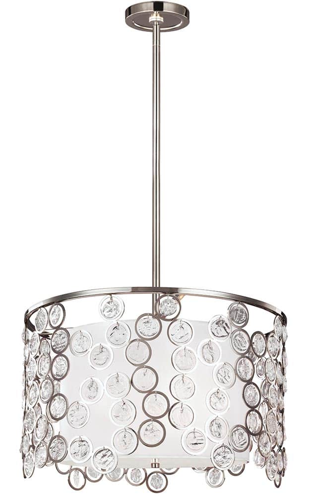 Feiss Lexi 3 Light Ceiling Pendant Crystal Polished Nickel Silk Shade