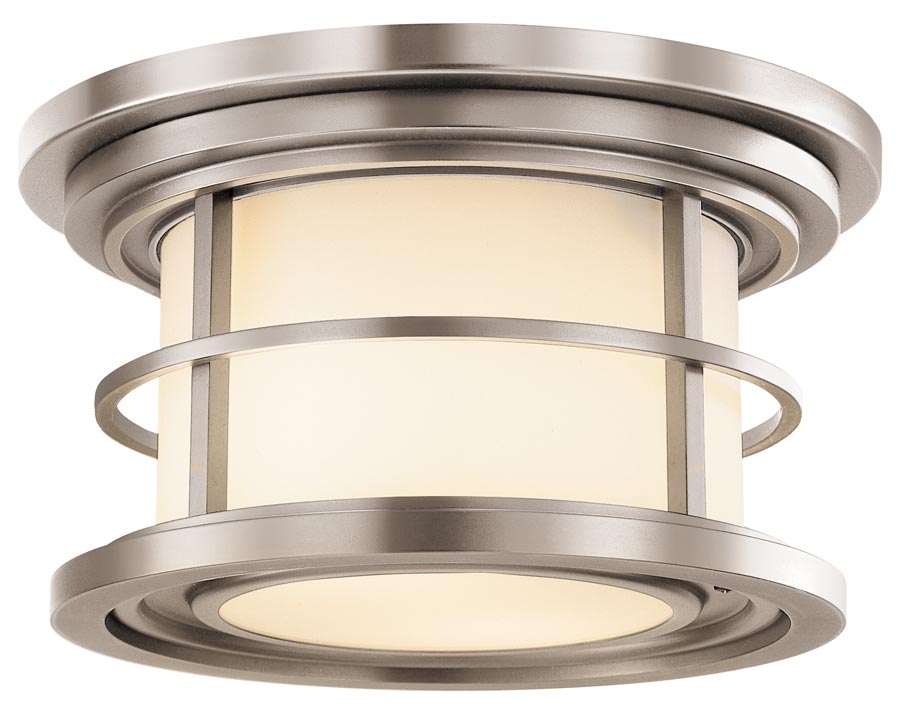 Feiss Lighthouse 2 Light Flush Outdoor Porch Light Brushed Steel IP44