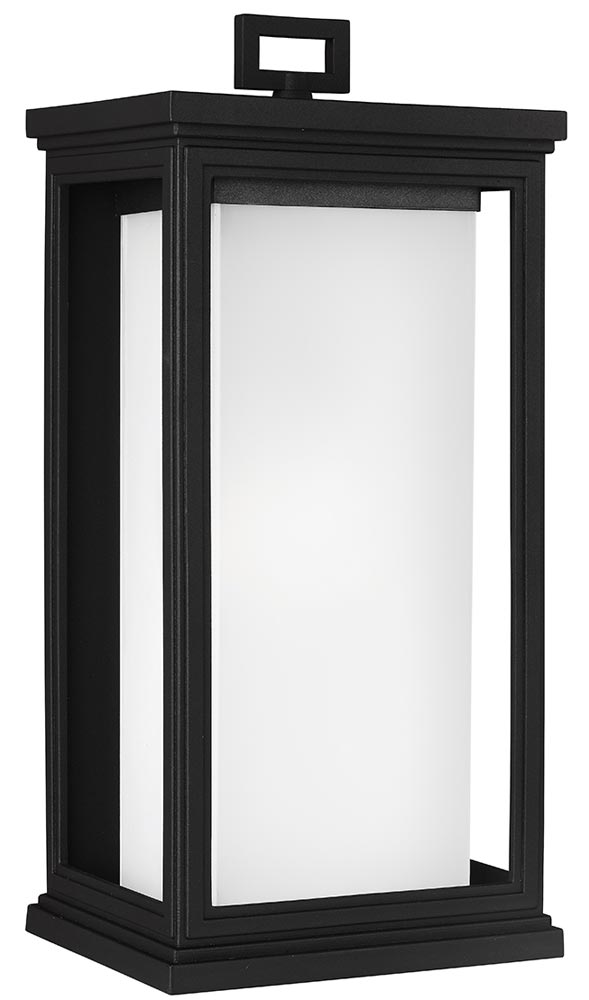 Feiss Roscoe Large Outdoor Wall Lantern Textured Black Opal Glass