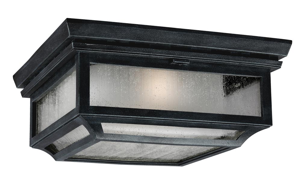 Feiss Shepherd Flush 2 Light Outdoor Porch Lantern Dark Weathered Zinc