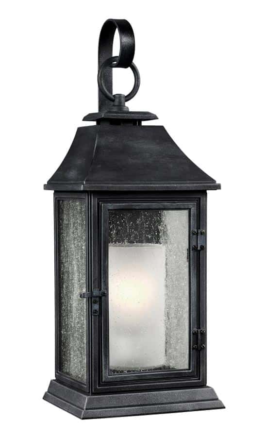 Feiss Shepherd Large 1 Light Outdoor Wall Lantern Dark Weathered Zinc