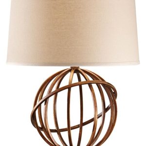 Feiss Spencer 1 Light Table Lamp Firenze Gold Dark Tan Shade