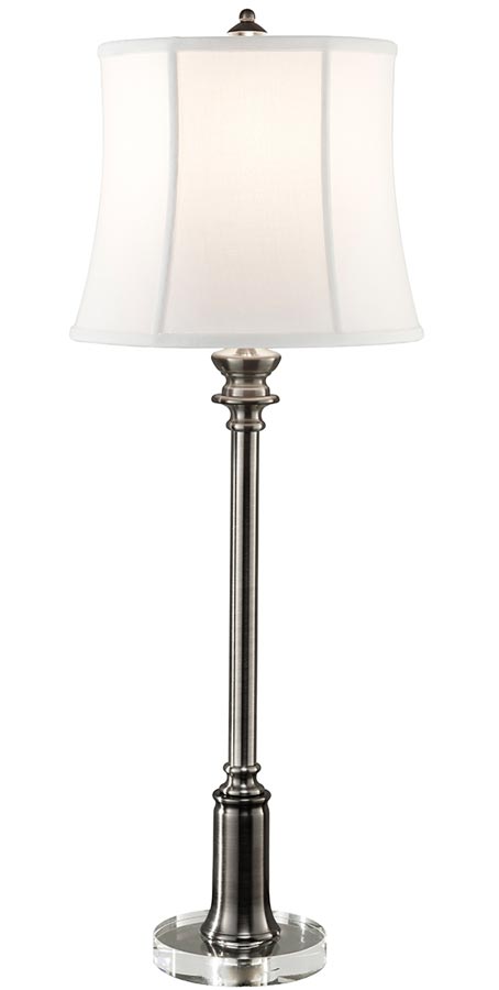 Feiss Stateroom 1 Light Buffet Table Lamp Antique Nickel White Shade
