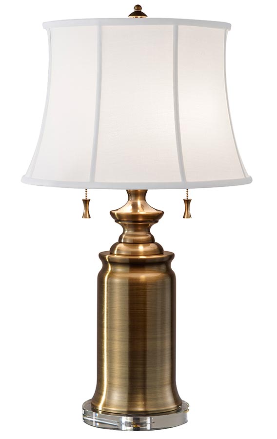 Feiss Stateroom 2 Light Table Lamp Bali Brass White Shade