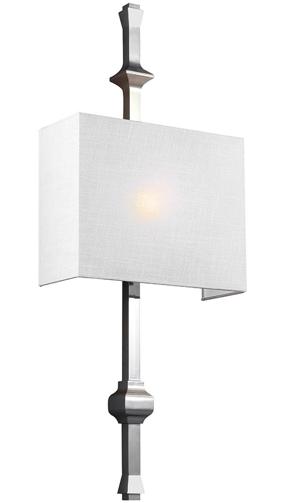 Feiss Teva 1 Lamp Wall Light Polished Nickel White Shantung Shade