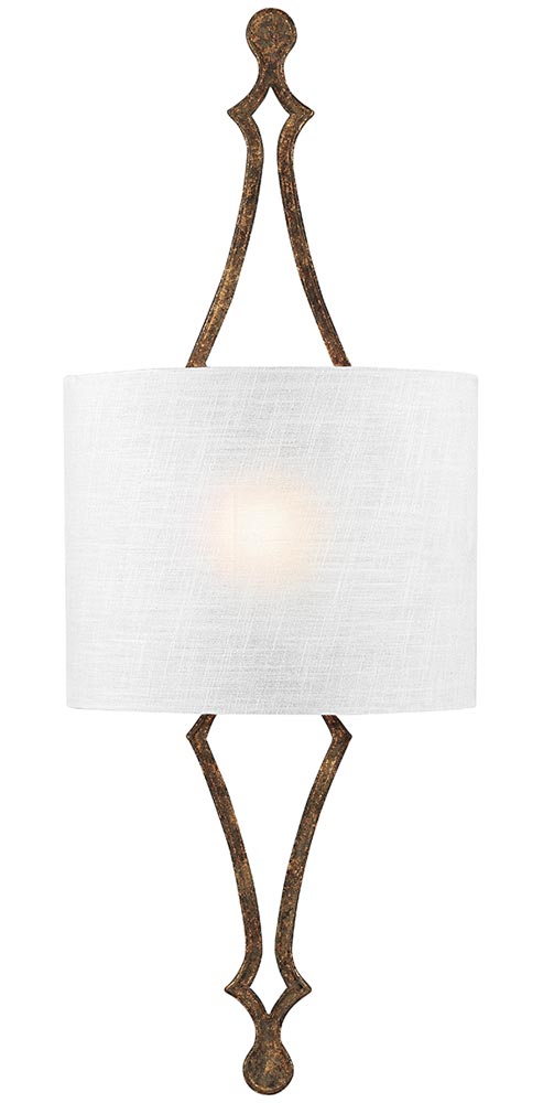 Feiss Tilling 1 Lamp Wall Light Distressed Gold Leaf White Linen Shade