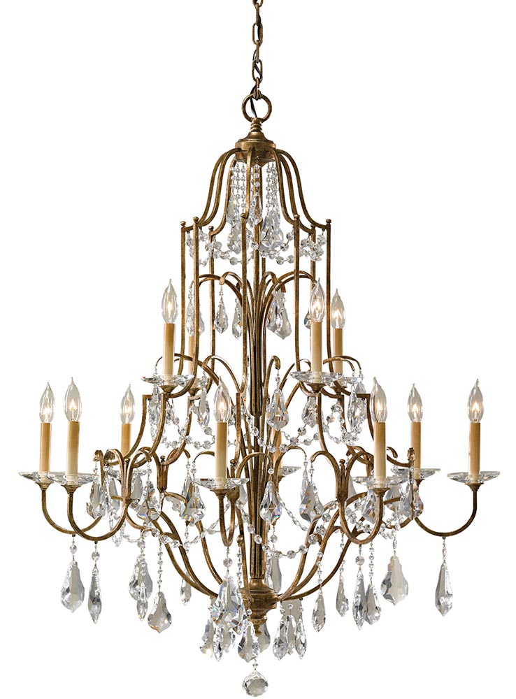Feiss Valentina 12 Light 2 Tier Chandelier Oxidised Bronze With Crystal