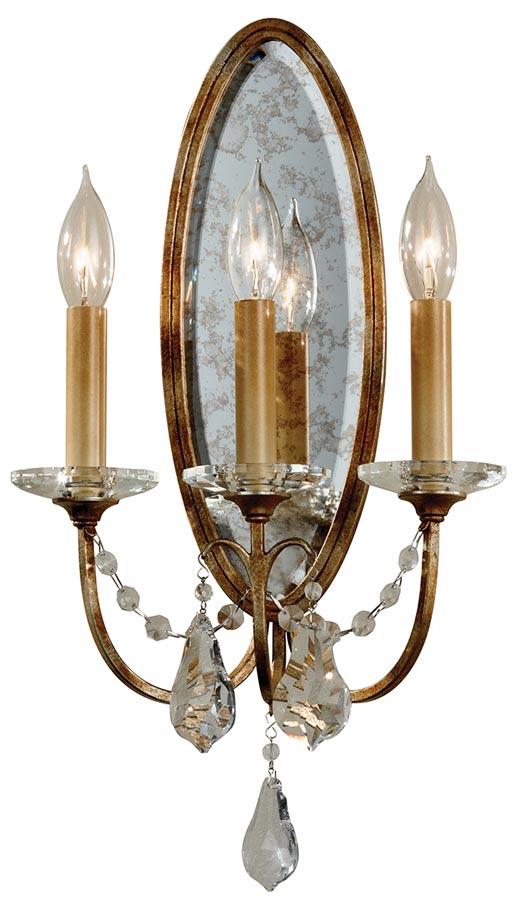 Feiss Valentina 3 Light Wall Light Oxidised Bronze With Crystal Drops