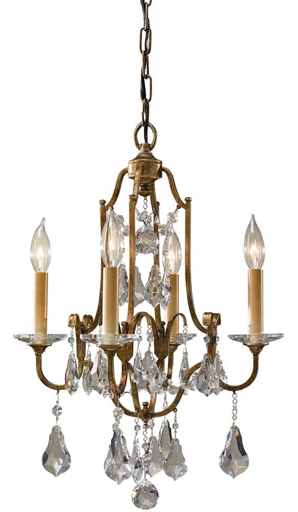 Feiss Valentina 4 Light Dual Mount Chandelier Oxidised Bronze With Crystal