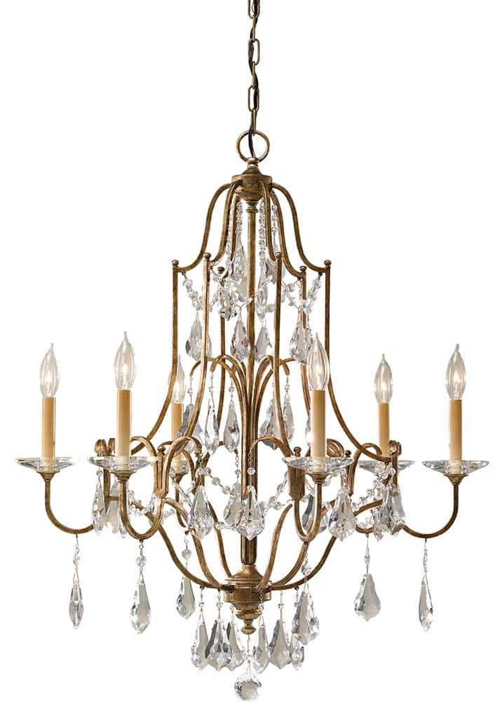 Feiss Valentina 6 Light Chandelier Oxidised Bronze With Crystal