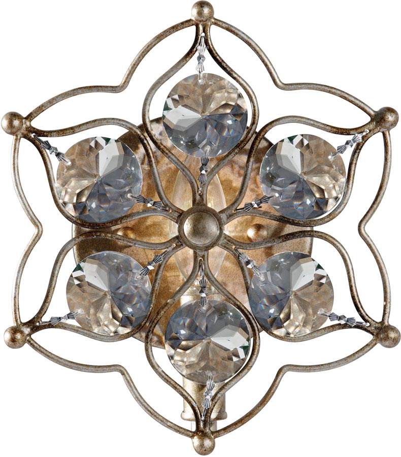 Feiss Leila 1 Lamp Crystal Wall Light Burnished Silver