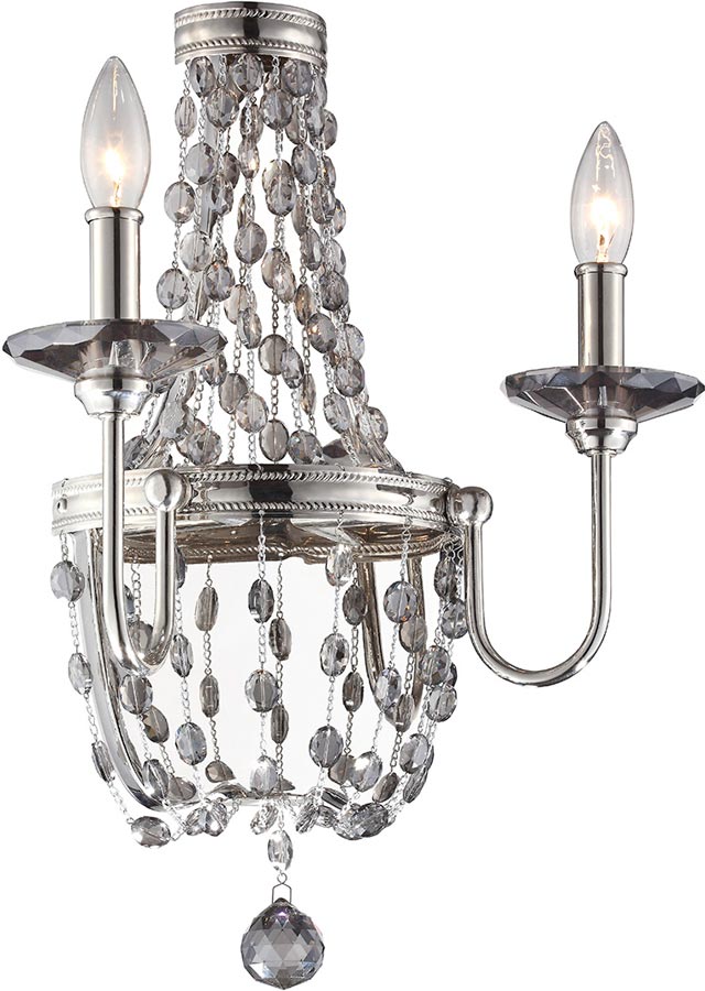 Feiss Malia 2 Light Cascading Crystal Wall Light Polished Nickel