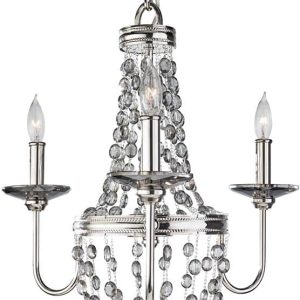 Feiss Malia 3 Light Mini Crystal Pendant Chandelier Polished Nickel