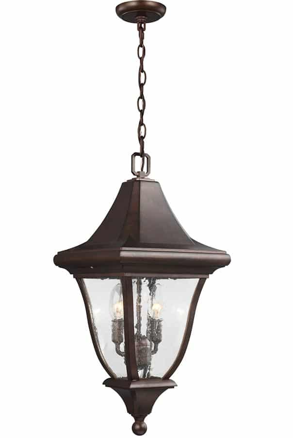 Feiss Oakmont 3 Light Hanging Outdoor Porch Lantern Patina Bronze