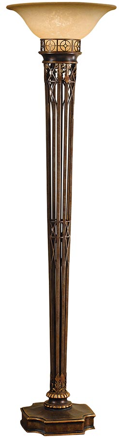 Feiss Opera Large Art Deco Style Torchiere Floor Lamp Firenze Gold