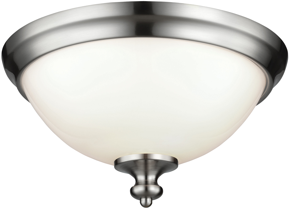 Feiss Parkman Brushed Steel 2 Lamp Opal Glass Flush Light