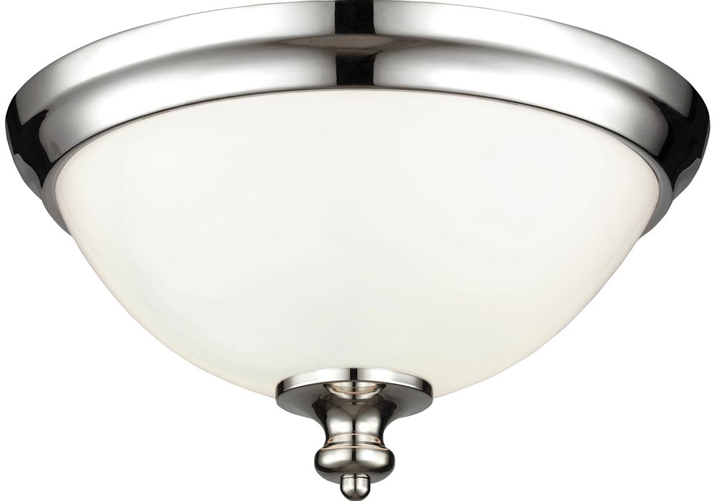 Feiss Parkman Polished Nickel 2 Lamp Opal Glass Flush Light