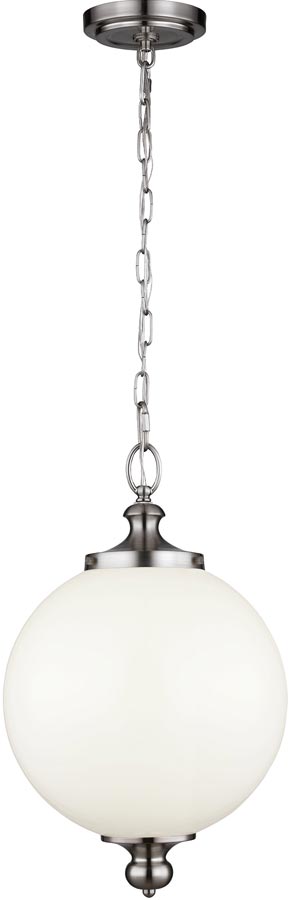 Feiss Parkman Brushed Steel 1 Light Large Opal Globe Pendant