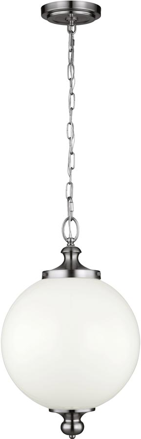 Feiss Parkman Polished Nickel 1 Light Large Opal Globe Pendant