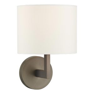 Ferrara brushed bronze finish wall light fitting only shown with ivory shade