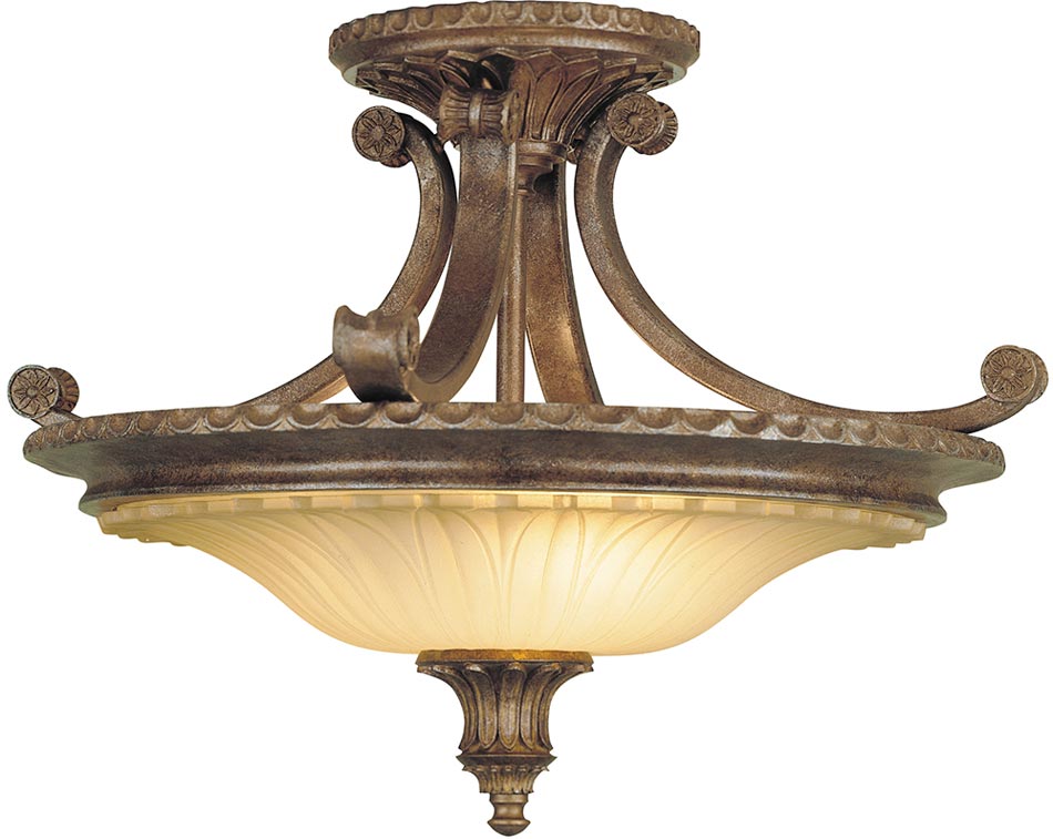 Feiss Stirling Castle 2 Light Semi Flush Ceiling Light British Bronze