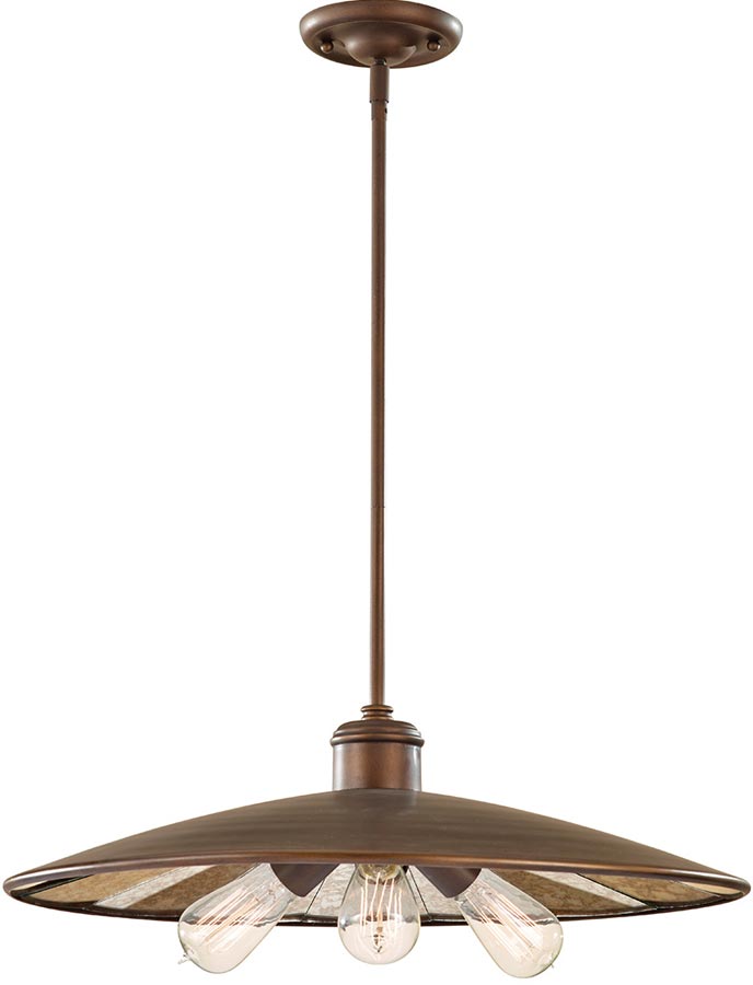 Feiss Urban Renewal 3 Light Bronze Large Industrial Pendant