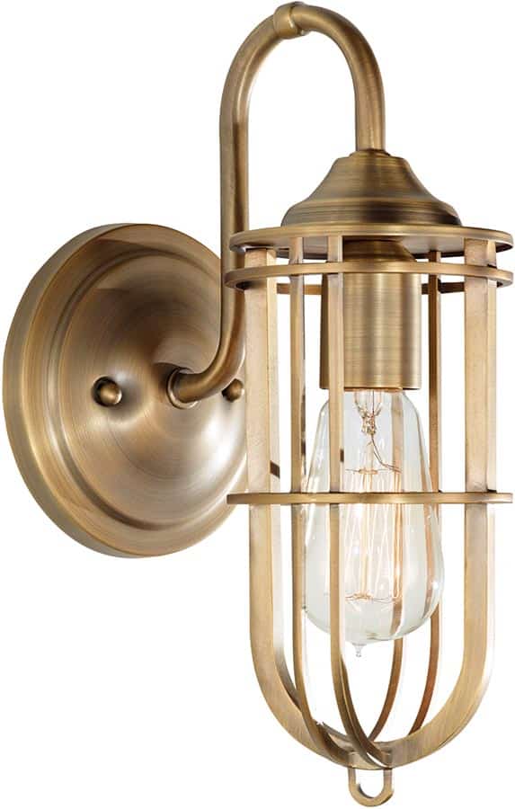 Feiss Urban Renewal Industrial Style Caged Wall Light In Brass