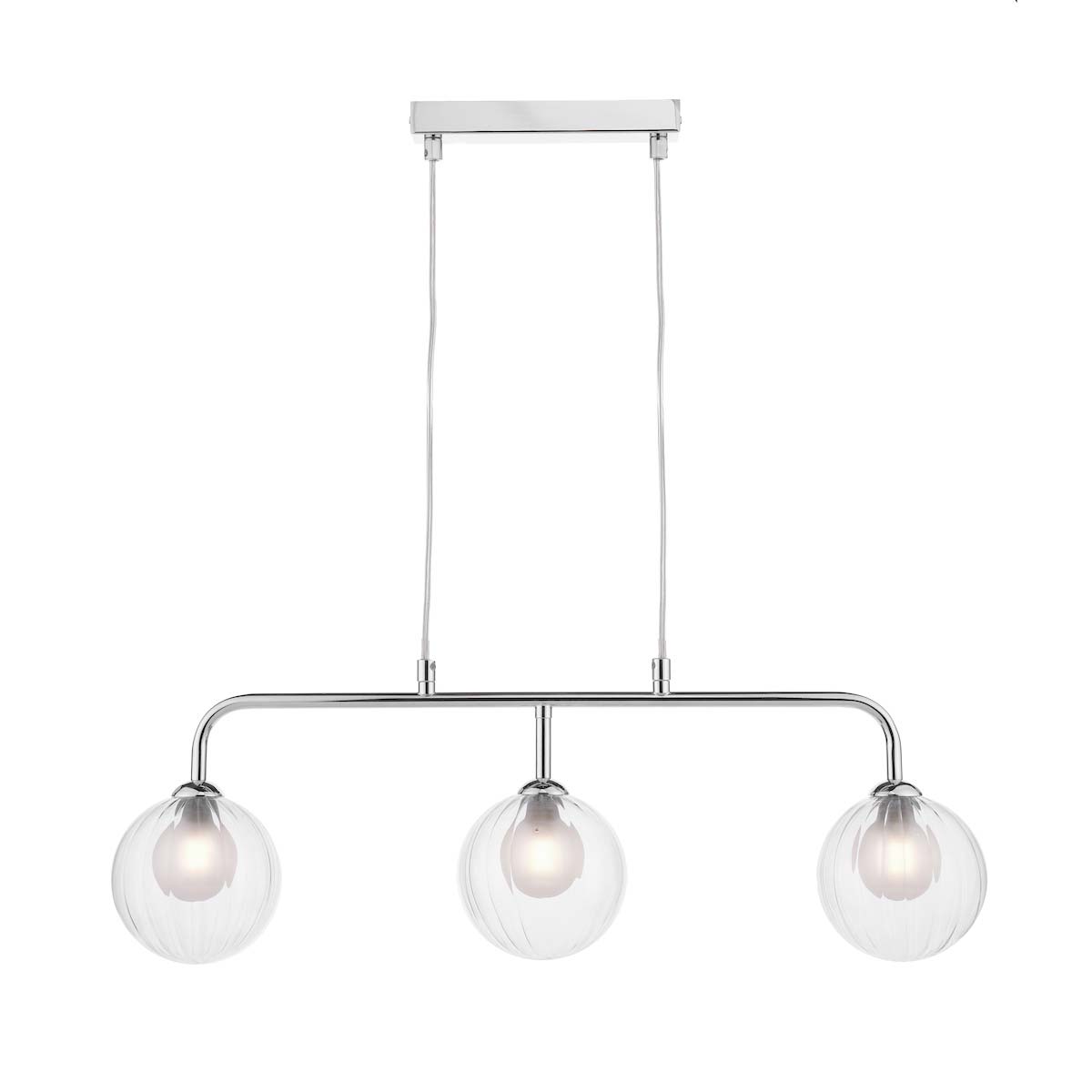 Dar Feya 3 Light Bar Pendant Chrome Clear / Opal Glass