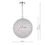 Dar Fiesta 35cm 5 Light Crystal Ceiling Pendant Chrome
