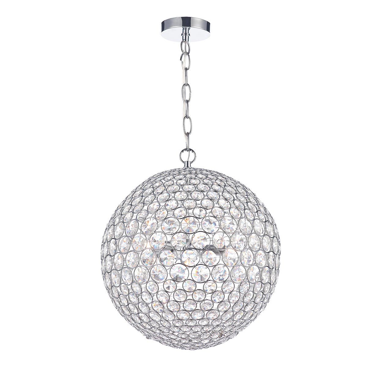 Dar Fiesta 35cm 5 Light Crystal Ceiling Pendant Chrome