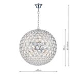 Dar Fiesta 50cm 8 Light Crystal Ceiling Pendant Chrome