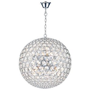 Fiesta 8 light crystal ceiling pendant in polished chrome on white background