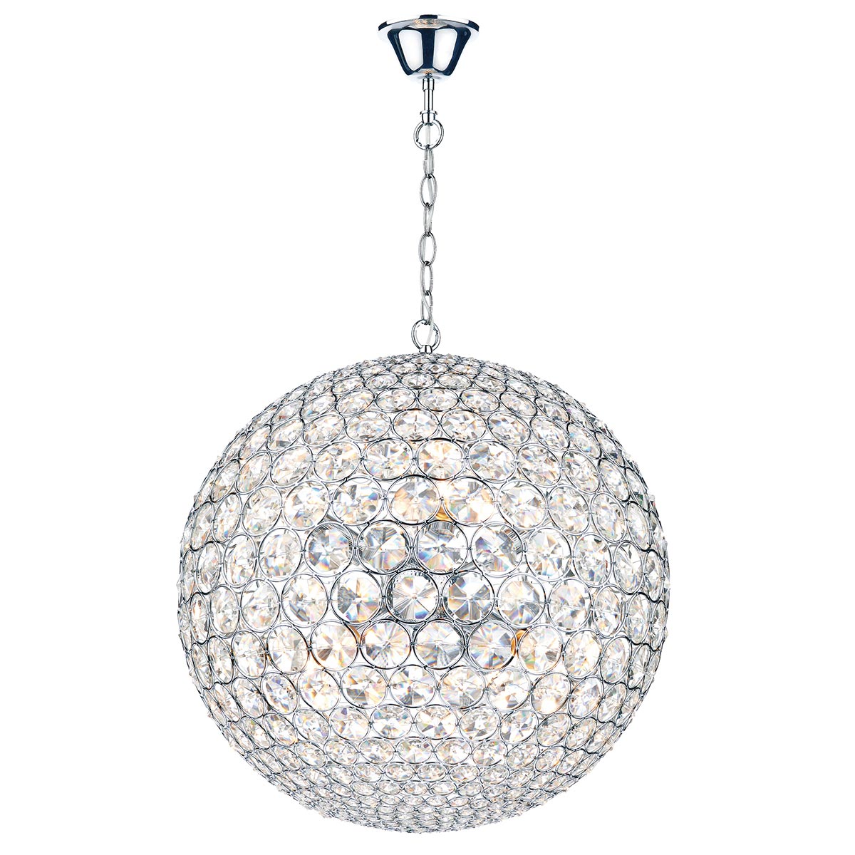 Dar Fiesta 50cm 8 Light Crystal Ceiling Pendant Chrome