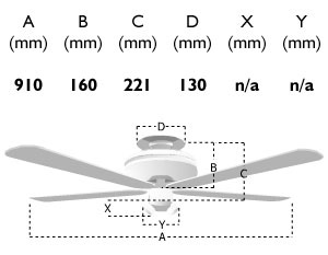 110194: 36-inch capri ceiling fan dimensions