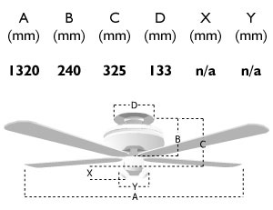 110460: 52-inch classic ceiling fan dimensions