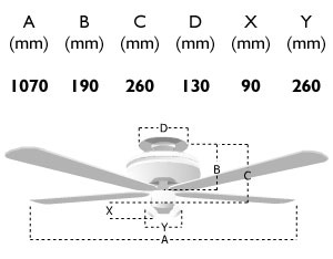 111849: 42-inch gemini ceiling fan with lights dimensions