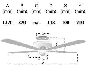 Fantasia viper plus 54-inch ceiling fan dimensions