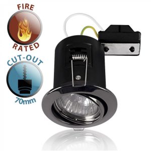 Black Chrome Finish 90 Min Fire Rated GU10 Tilt Recessed Downlight