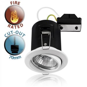 Gloss White Finish 90 Min Fire Rated GU10 Tilt Recessed Downlight